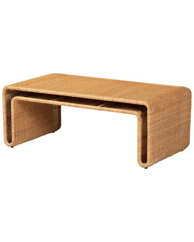 Baxton Studio Nevada Bohemian Rattan Coffee Table In Neutral