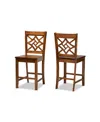 Baxton Studio Caron Modern And Contemporary Transitional 2-piece Finished Wood Counter Stool Set In Walnut Brown