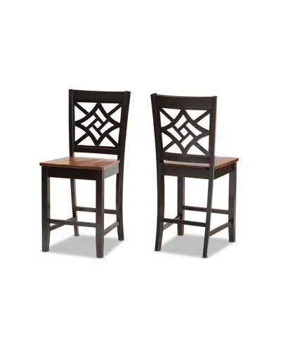 Baxton Studio Nicolette Modern And Contemporary Wood Counter Stool Set, 2 Piece In Brown