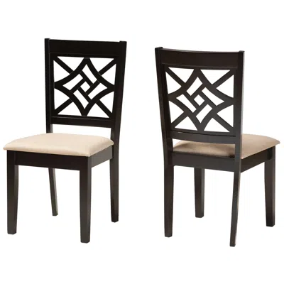 Baxton Studio Nicolette Sand Fabric Upholstered 2-piece Dining Chair Set In Black