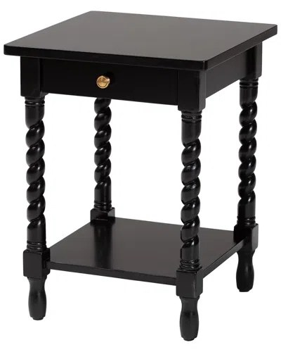 Baxton Studio Niklas Nightstand With Twisted Legs In Black