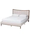 Baxton Studio Nikolai Mid-century Channel Tufted Queen Bed
