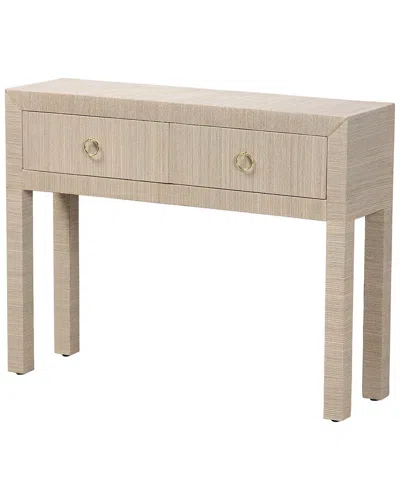 Baxton Studio Noah Grasscloth 2-drawer Console Table In Brown