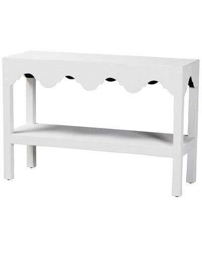 Baxton Studio Nolan Natural Grasscloth Console Table In White