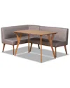 Baxton Studio Odessa 3pc Dining Nook Set In Grey