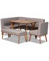 Baxton Studio Odessa 5pc Dining Nook Set In Grey