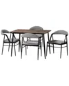 Baxton Studio Orrin Modern Industrial Fabric & Metal 5pc Dining Set In Grey