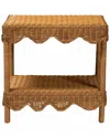 Baxton Studio Oteria Bohemian Scalloped Rattan Side Table
