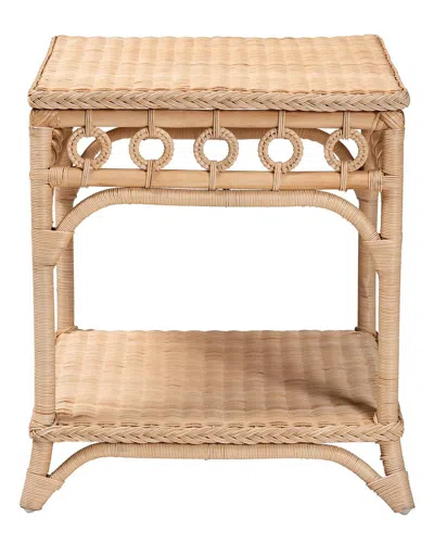 BAXTON STUDIO BAXTON STUDIO OXFORD BRAIDED RATTAN END TABLE WITH SHELF