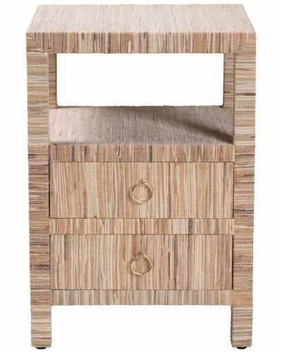 Baxton Studio Paine Bohemian Woven Grasscloth 2-drawer Nightstand In Neutral