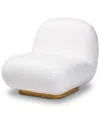 Baxton Studio Paiva Boucle Upholstered Gold Finished Accent Chair In White