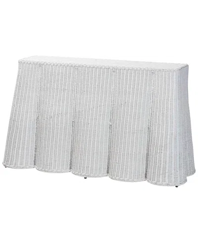Baxton Studio Palm Bohemian Scallop Rattan Console Table In Gray