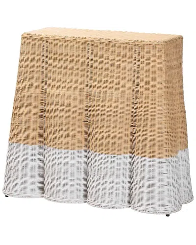 Baxton Studio Palm Scallop Natural Rattan Console Table In Brown