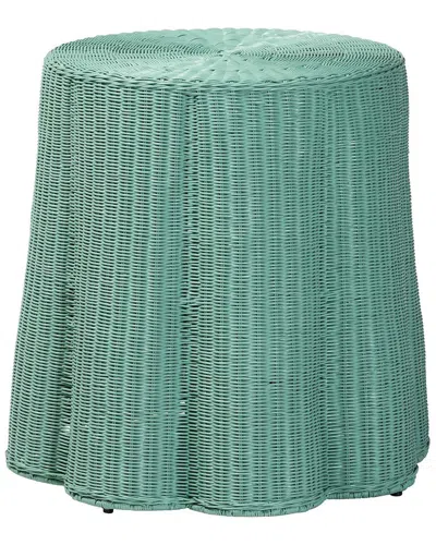 Baxton Studio Palm Scallop Rattan Console Table