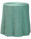 Baxton Studio Palm Scallop Rattan Console Table In Blue