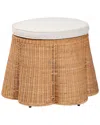 Baxton Studio Palm Scallop Rattan Ottoman With Cushion In Brown