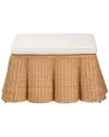 Baxton Studio Palm Scallop Rattan Ottoman With Cushion In Brown