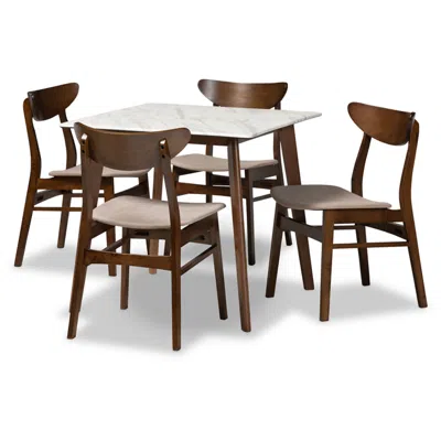 Baxton Studio Paras Walnut Brown Beige 5-piece Dining Table And Chair Set