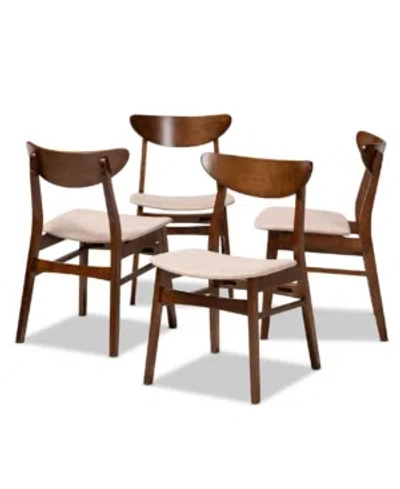BAXTON STUDIO PARLIN MID-CENTURY MODERN TRANSITIONAL FABRIC UPHOLSTERED 4 PIECE DINING CHAIR SET