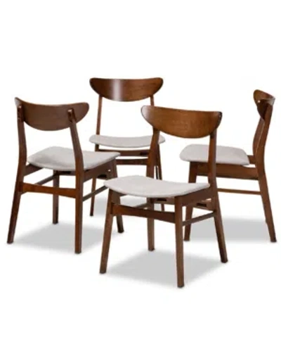 BAXTON STUDIO PARLIN MID-CENTURY MODERN TRANSITIONAL FABRIC UPHOLSTERED 4 PIECE DINING CHAIR SET
