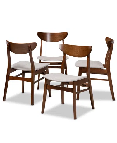 Baxton Studio Parlin Mid-century Modern Transitional Fabric Upholstered 4 Piece Dining Chair Set In Black