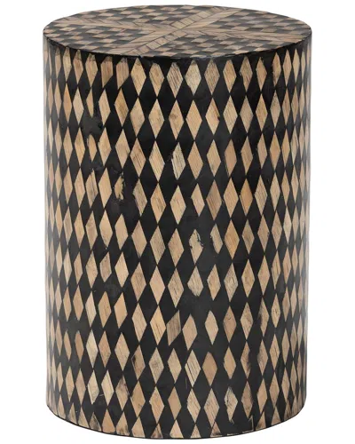 Baxton Studio Paulo Decorative End Table With Bamboo Diamond Pattern In Multi