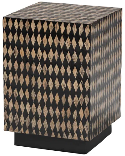 Baxton Studio Paulo Decorative End Table With Bamboo Diamond Pattern In Brown