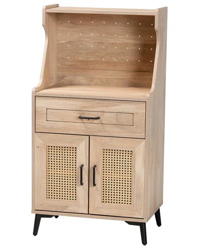 Baxton Studio Pavone Mid-century Modern Oak Brown Wood Kitchen Cabinet
