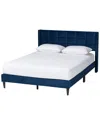 Baxton Studio Payne Modern Glam Velvet & Wood Queen Bed