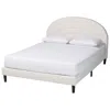 Baxton Studio Pelagia Boucle Cream Fabric Upholstered Platform Queen Bed In White