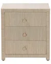 Baxton Studio Quinn Bohemian Woven Grasscloth 3-drawer Nightstand In Neutral