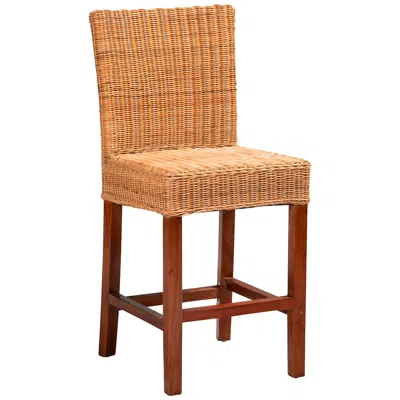 Baxton Studio Racquel 24" Natural Brown Rattan Counter Stool