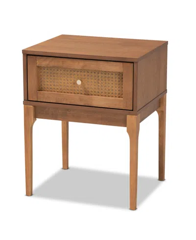 Baxton Studio Ramiel 18.7" Rattan Mid-century Nightstand In Brown