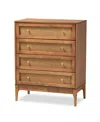 Baxton Studio Ramiel 30.1" Rattan Mid-century Chest In Brown