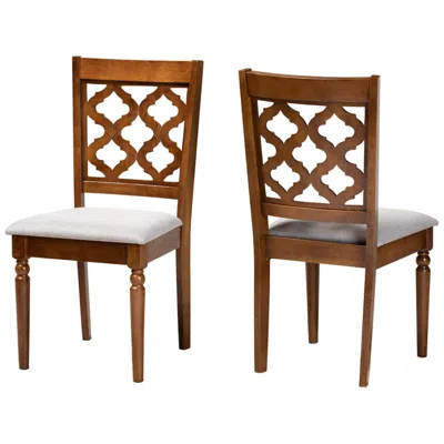 Baxton Studio Ramiro Grey Fabric Upholstered Wood 2-piece Dining Chair Set In Brown