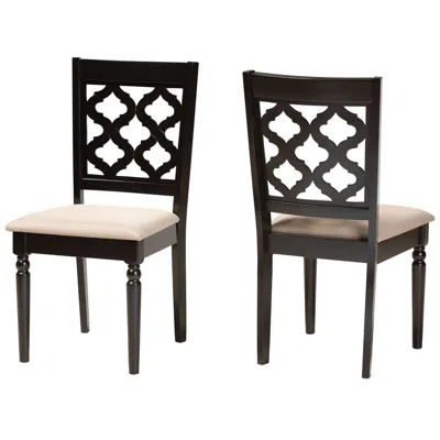 Baxton Studio Ramiro Sand Fabric Upholstered Wood 2-piece Dining Chair Set