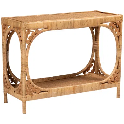 Baxton Studio Ramona 39 1/4" Wide Light Honey Rattan Console Table In Brown