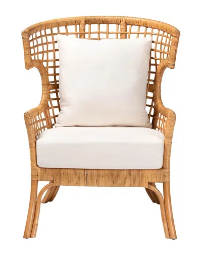 Baxton Studio Regina Bohemian Rattan Arm Chair In Brown