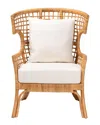 Baxton Studio Regina Bohemian Rattan Arm Chair In Brown