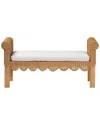 Baxton Studio Reiko Handwoven Rattan Bench With Scalloped Detailing In Brown