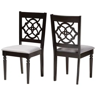 Baxton Studio Renaud Grey Fabric Upholstered Wood 2-piece Dining Chair Set