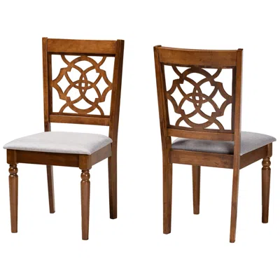 Baxton Studio Renaud Grey Fabric Upholstered Wood 2-piece Dining Chair Set