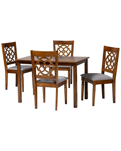 Baxton Studio Renaud Modern 5pc Dining Set In Brown