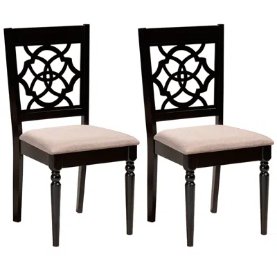 Baxton Studio Renaud Sand Fabric Upholstered Wood 2-piece Dining Chair Set