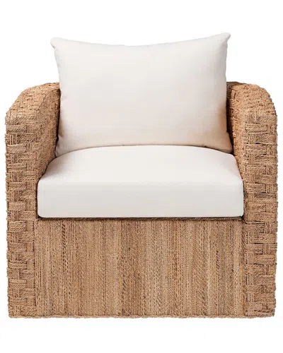 Baxton Studio Rhinos Bohemian Seagrass Tuxedo Arm Chair In Brown