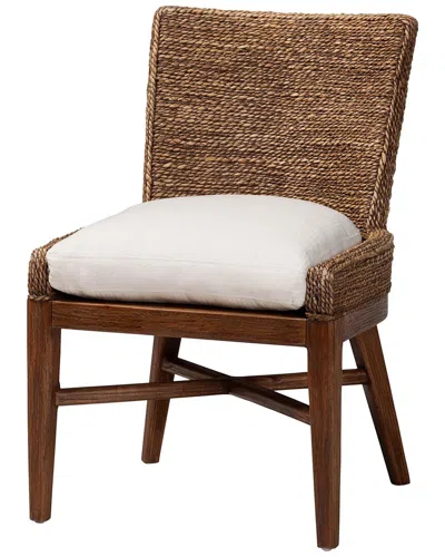 Baxton Studio Ridley Seagrass Dining Chair With Mahogany Wood Frame In Brown
