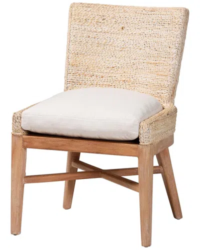 Baxton Studio Ridley Seagrass Dining Chair With Mahogany Wood Frame In Neutral