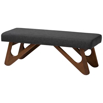Baxton Studio Rika Dark Gray And Walnut Boomerang Bench