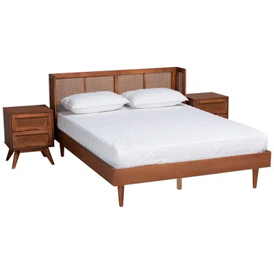 Baxton Studio Rina Ash Walnut Wood 3-piece King Size Bedroom Set In Brown