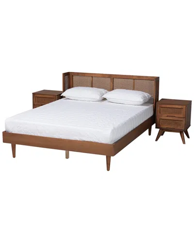 Baxton Studio Rina Mid-century Modern 3-piece King Size Bedroom Set